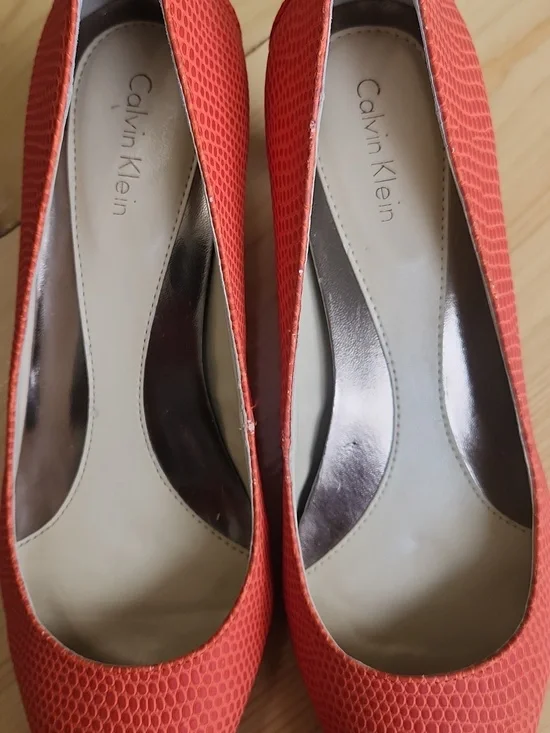 Calvin Klein Nicki Orange Kitten Heels 7 - Picture 9 of 16